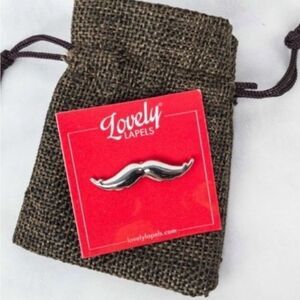 Lovely Lapels Silver Mustache Pin No-Shave November Movember